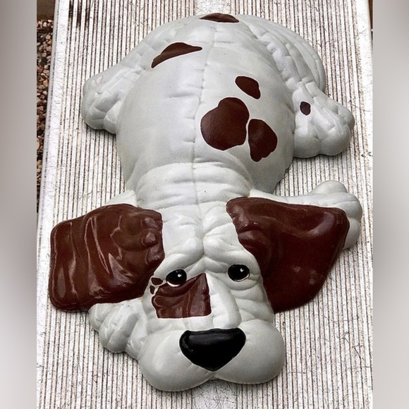 Vintage 1986 Antique KIMPLE MOLD CORP. Brown Grey Spotted Lounging Dog - Picture 10 of 10
